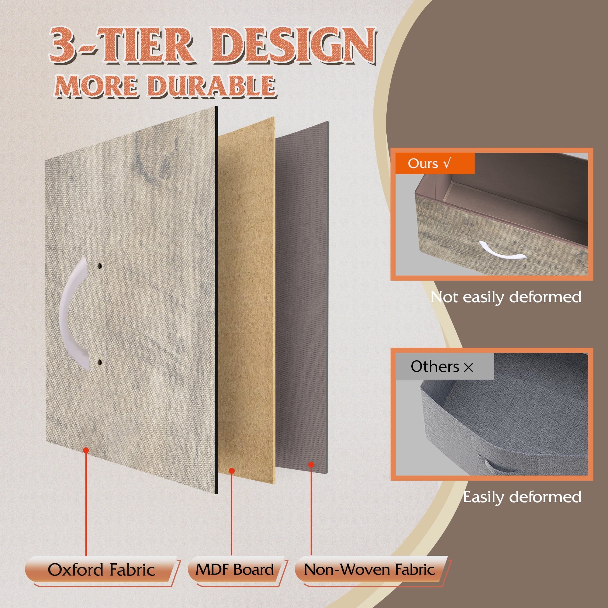 GALAXHERO Nightstand with 2 Drawers, Small Dresser for Closet, End Table with Fabric Bin, Bedside Table for Bedroom, Entryway, College Dorm, Greige Oak