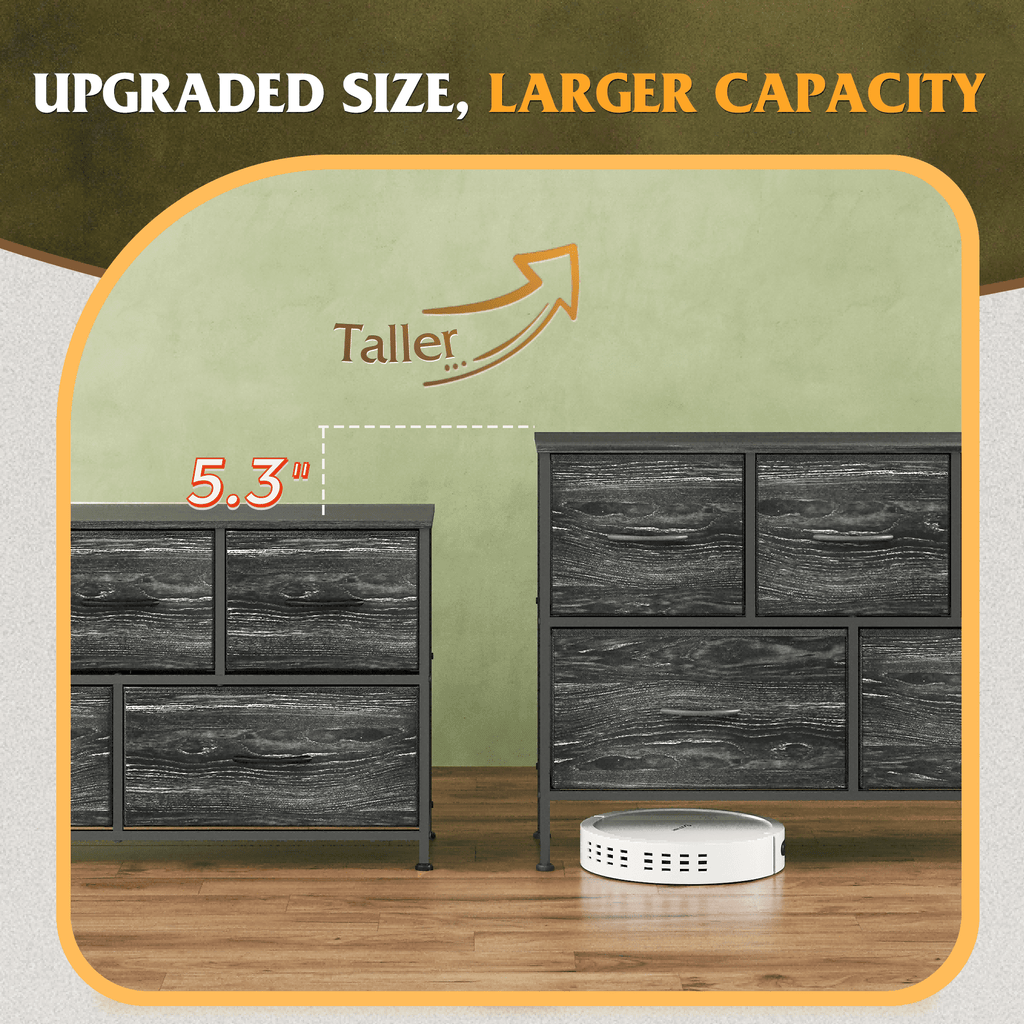 GALAXHERO 5 Drawer Dresser, Fabric Storage Tower for Bedroom, Hallway, Entryway & Closets, Sturdy Steel Frame with Wood Top, Easy Pull Handle