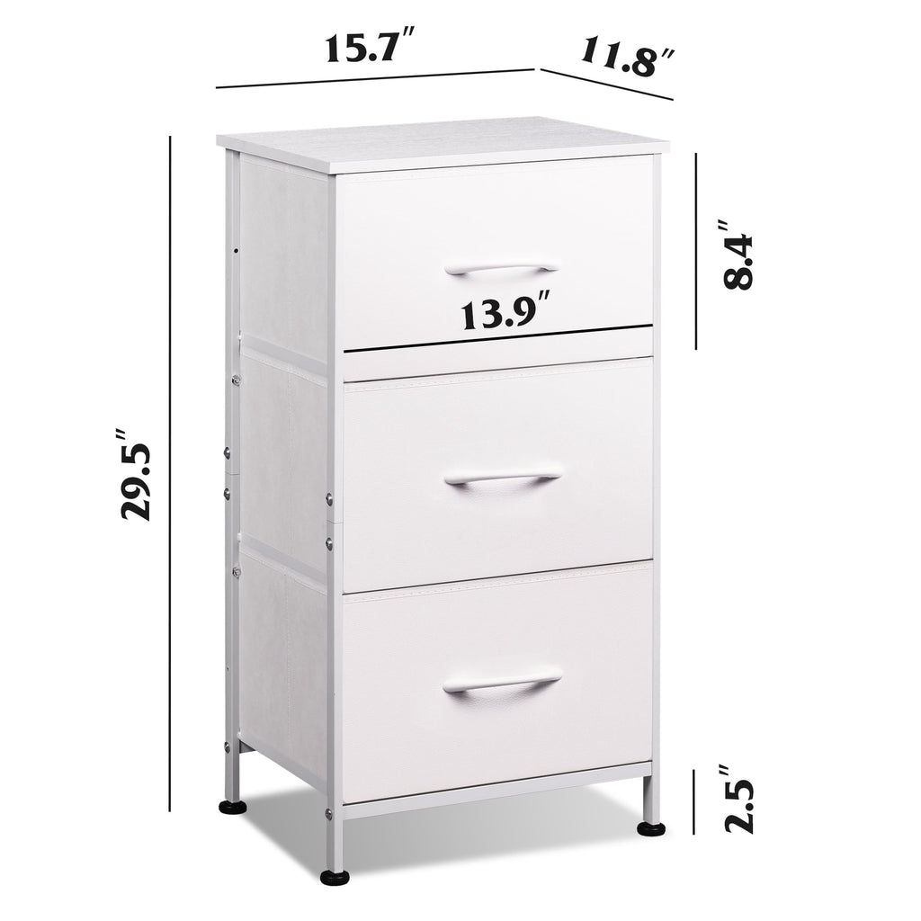 GALAXHERO 3 Drawer Nightstand, Fabric Storage Dresser Sturdy Steel Frame with Wood Top