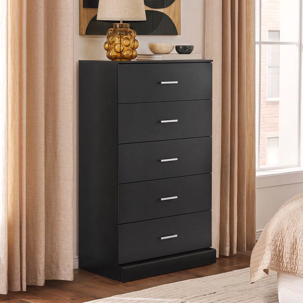 GALAXHERO 5 Drawers Dresser, Chest of Drawers for Bedroom, Tall Wood Storage Cabinet with Metal Handle for Living Room, Closet, Hallway