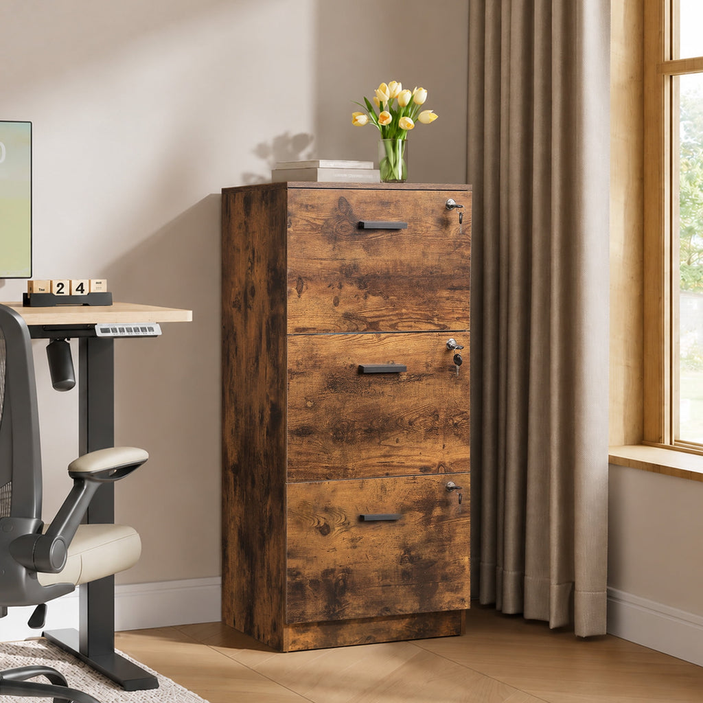 GALAXHERO 3-Drawer File Cabinet with Locks & Wood Printer Stand, Fits Letter/A4, Ideal for Home Office
