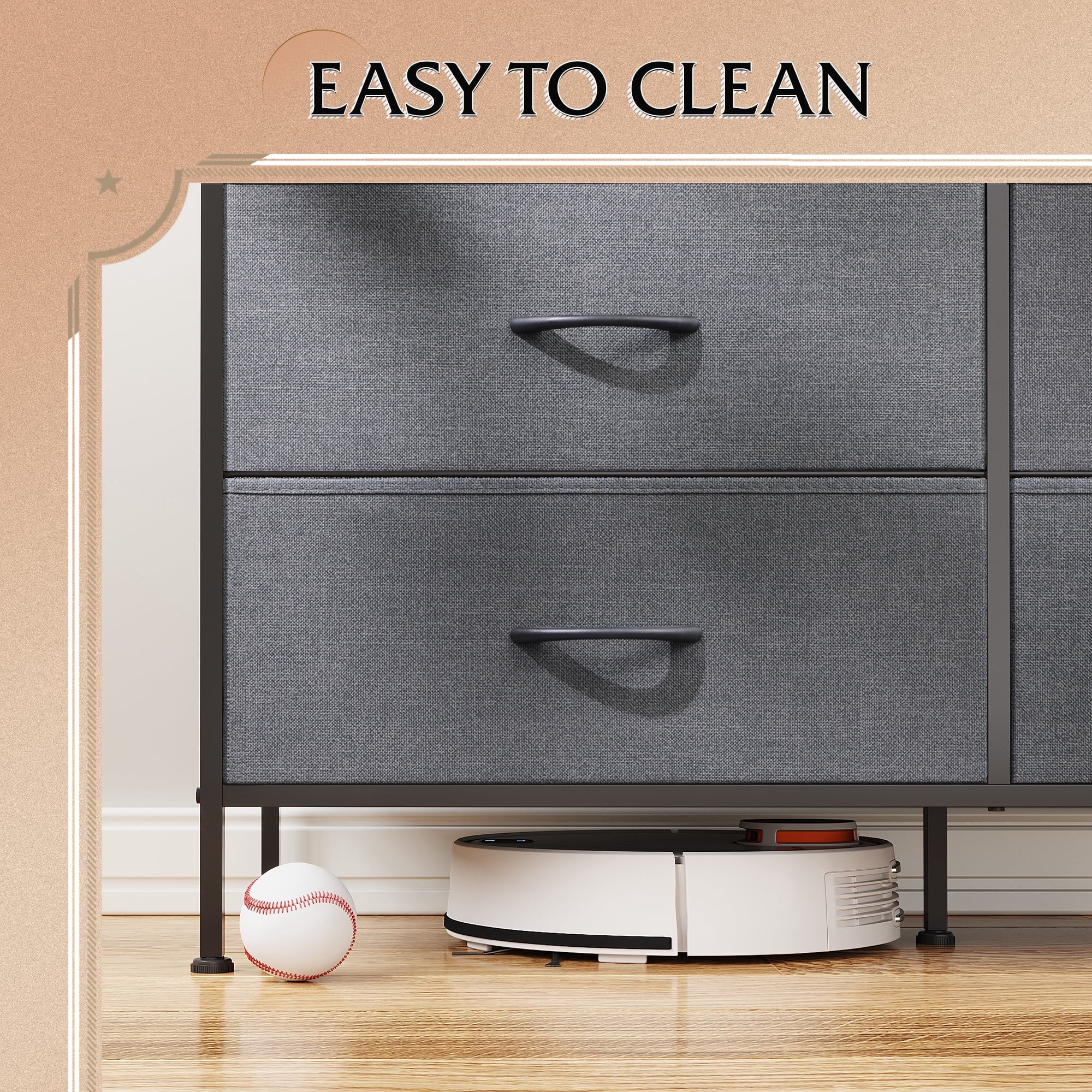 GALAXHERO 6-Drawer Fabric Dresser, 50-Inch TV Stand Wide Chest of Drawers for Bedroom, Closet, Living Room
