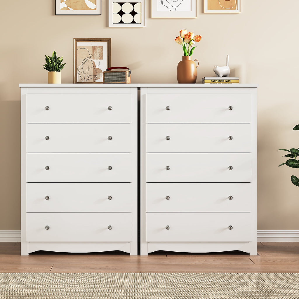 GALAXHERO 5 Drawer Dresser for Bedroom, Retro Wood Chest of Drawers, Tall Dresser with Round Metal Handle for Living Room, Hallway, Closet
