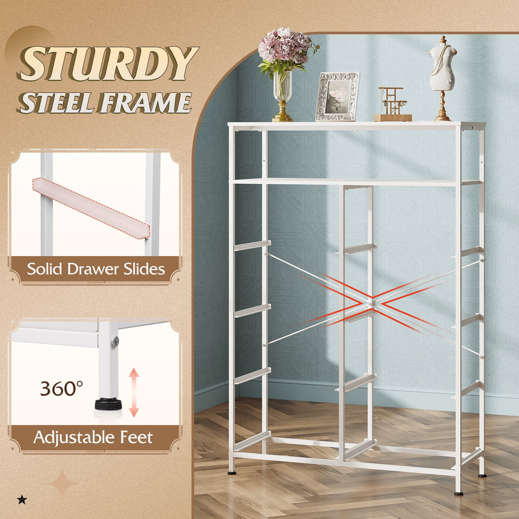 GALAXHERO 8 Drawer Dresser for Bedroom, Open Storage Shelves, Wooden Top, Fabric Bins for Closet, Living Room, Hallway