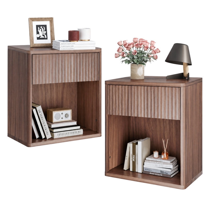 GALAXHERO Nightstands, Farmhouse Night Stand with Drawer and Storage Shelf, Wood Bed Side End Table for Bedroom Living Room