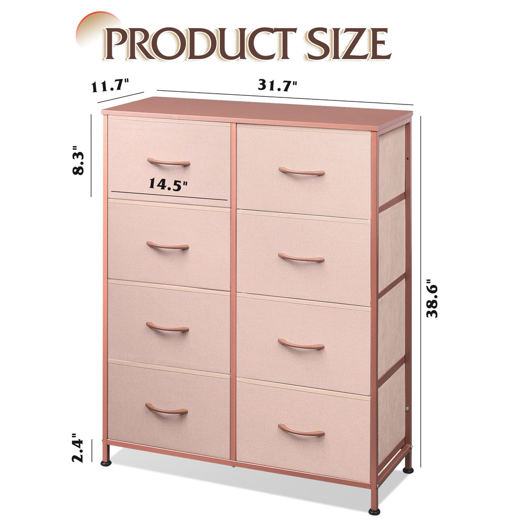GALAXHERO 8 Drawer Fabric Dresser for Bedroom, Storage Bins Chest of Drawer for Closet, Living Room, Hallway