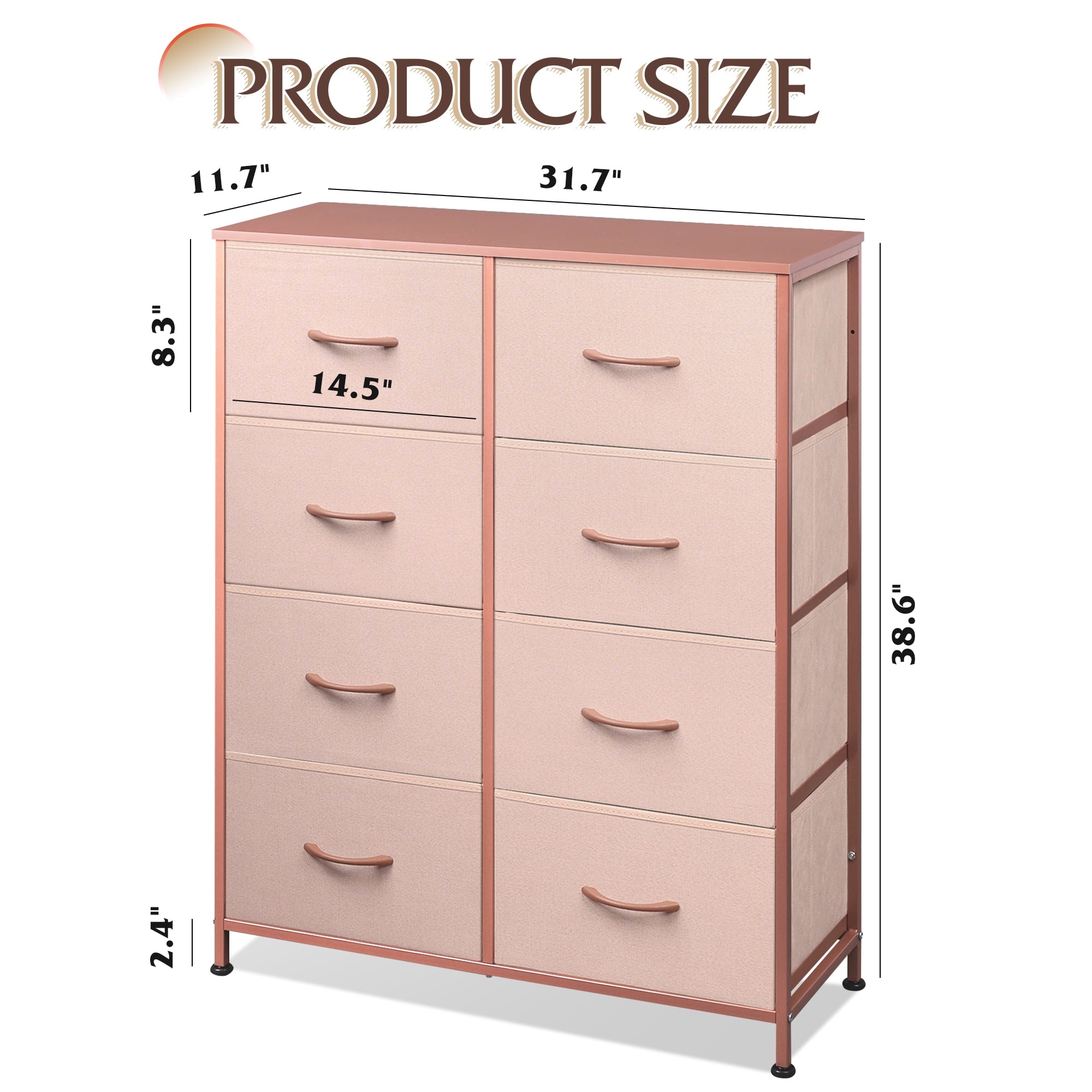 GALAXHERO 8 Drawer Fabric Dresser for Bedroom, Storage Bins Chest of Drawer for Closet, Living Room, Hallway