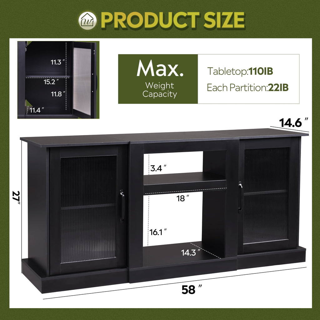 GALAXHERO TV Stand for 65 inch TV Media Console Cabinet with Storage and Open Shelves Entertainment Center for Living Room, Bedroom