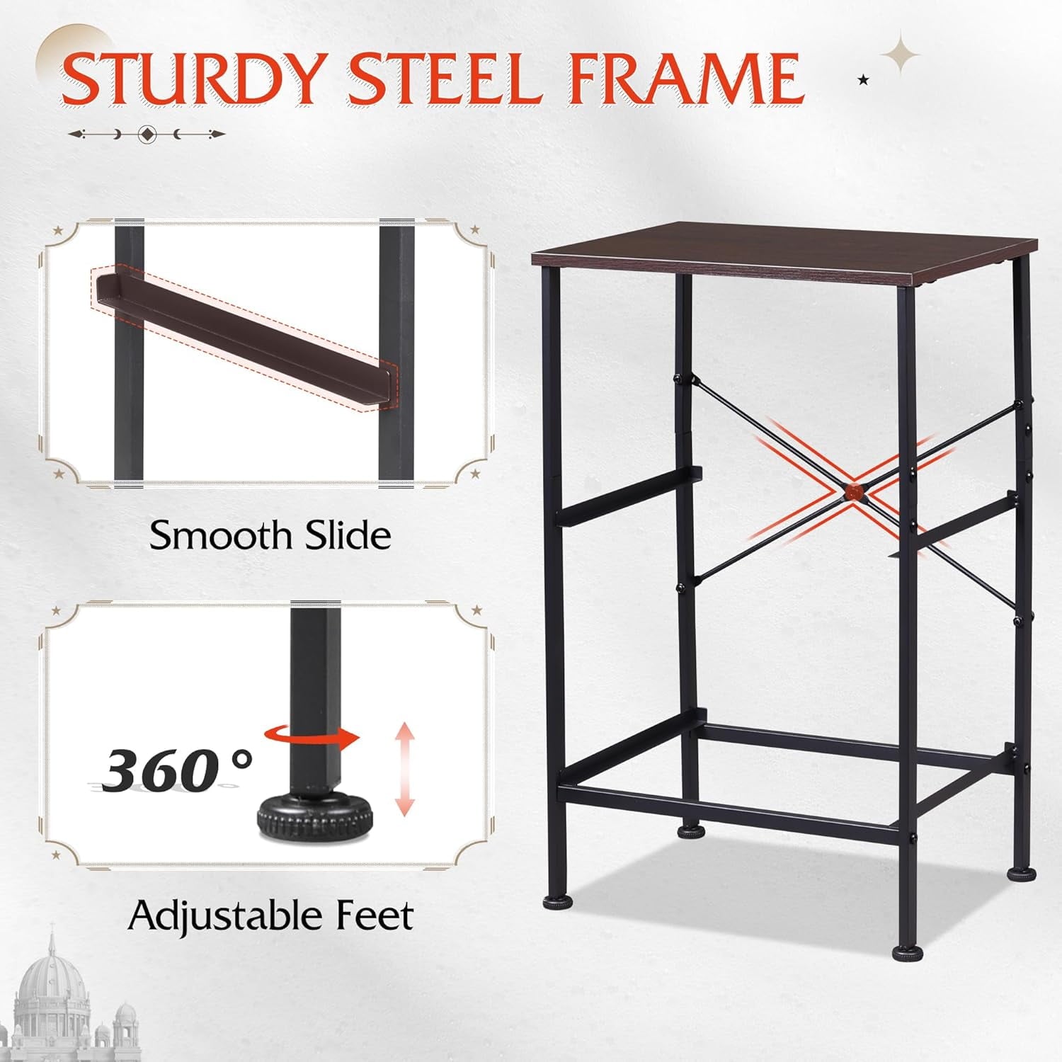 GALAXHERO Night Stand Set 2, Dresser and Nightstand Sets with 2 Fabric Drawers, End Tables for Bedroom, Bedside Storage Furniture, College Dorm, Rustic Brown Wood Grain Print, Size L