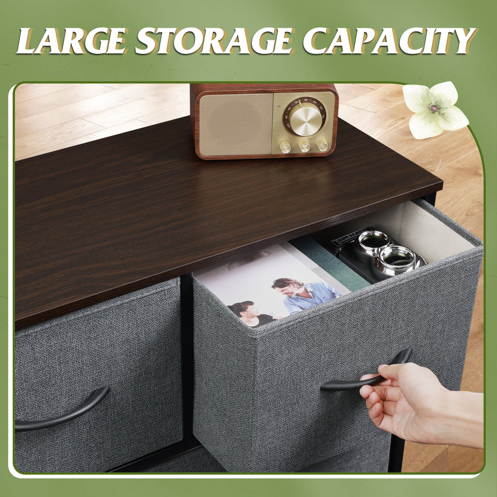 GALAXHERO 7 Drawer Dresser, TV Stands for 45" TV, Chest of Drawers with Fabric Bin for Bedroom, Living Room, Entryway