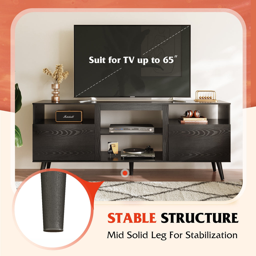 GALAXHERO TV Stand for 65-Inch TV, 58-Inch Entertainment Center with 2 Storage Cabinets, Media Console for Living Room, Bedroom, Office