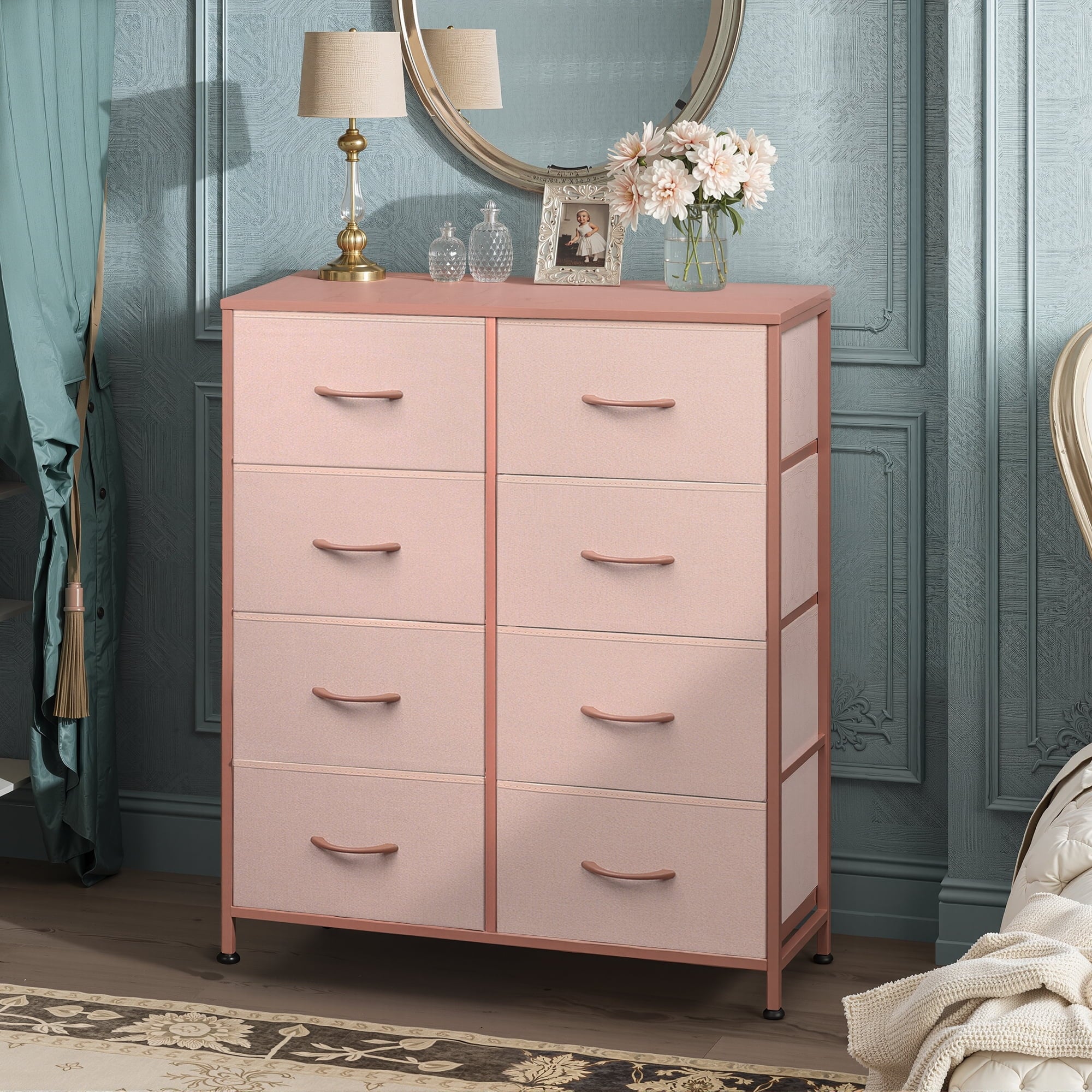 GALAXHERO 8 Drawer Fabric Dresser for Bedroom, Storage Bins Chest of Drawer for Closet, Living Room, Hallway