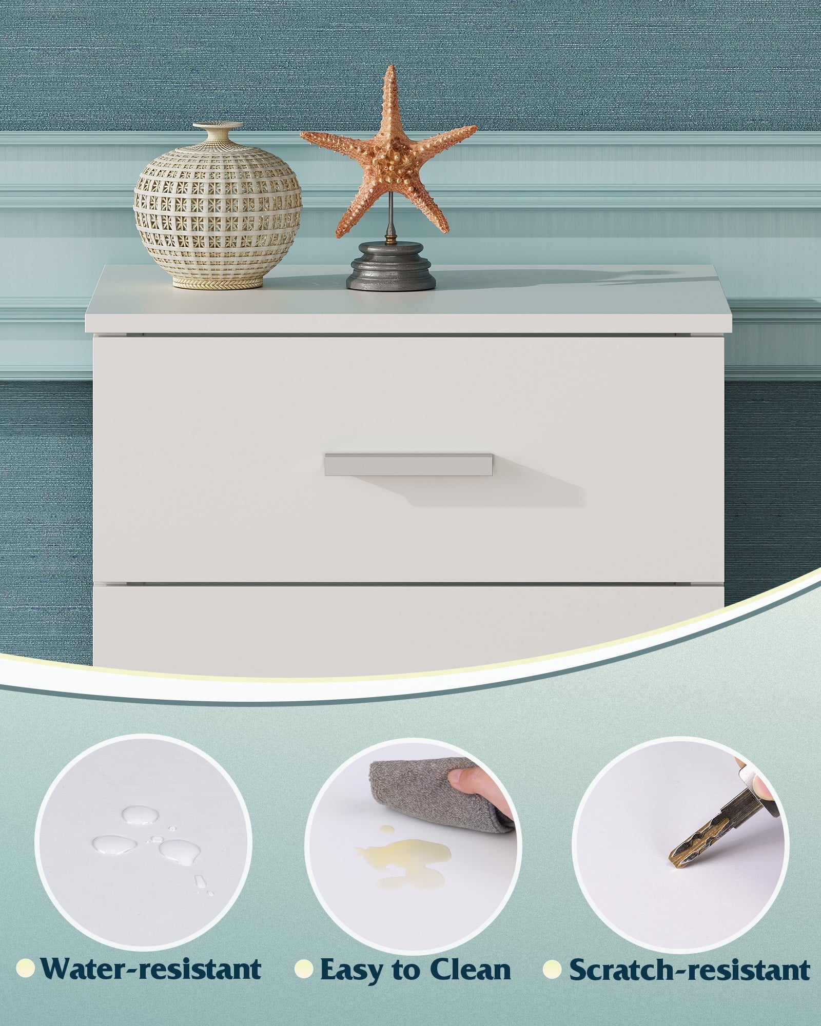 GALAXHERO 3 Drawer Night Stands for Bedroom, Tall Nightstand with Storage Cabinets, Wooden Bedside Table End Table for Living Room