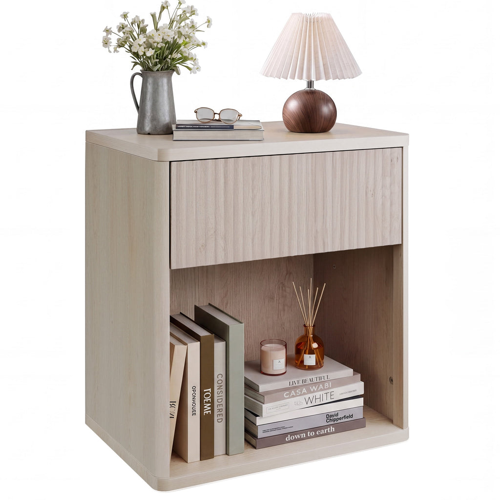 GALAXHERO Nightstands Set of 2, Farmhouse Night Stand with Drawer and Storage Shelf, Wood Bed Side End Table for Bedroom Living Room