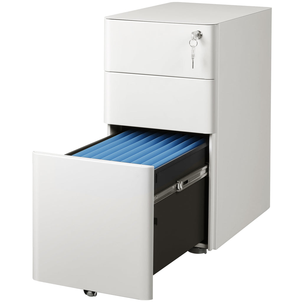 GALAXHERO 3 Drawer Metal File Cabinet with Lock, Vertical Rolling Filing Cabinet for Home Office, Fits A4/Letter/Legal