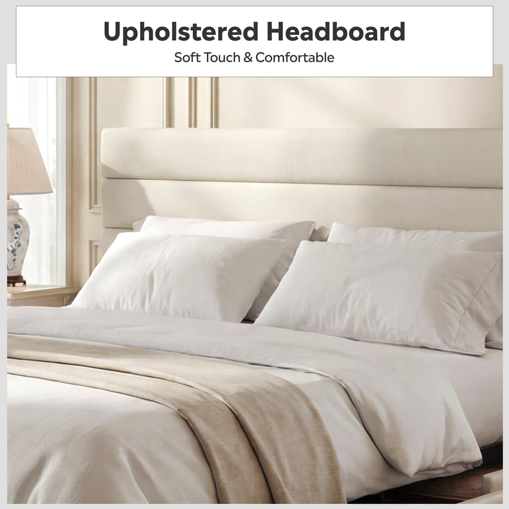 GALAXHERO Queen Size Upholstered Bed Frame with 4 Storage Drawers and Headboard, Velvet Platform Bedframe, Sturdy Metal & Wooden Slats Support, No Box Spring Needed, Easy Assembly