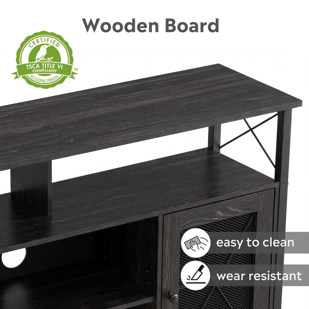 GALAXHERO Tall TV Stand for TVs up to 55", Farmhouse Industrial Entertainment Center with Storage, Media Console for Living Room Bedroom