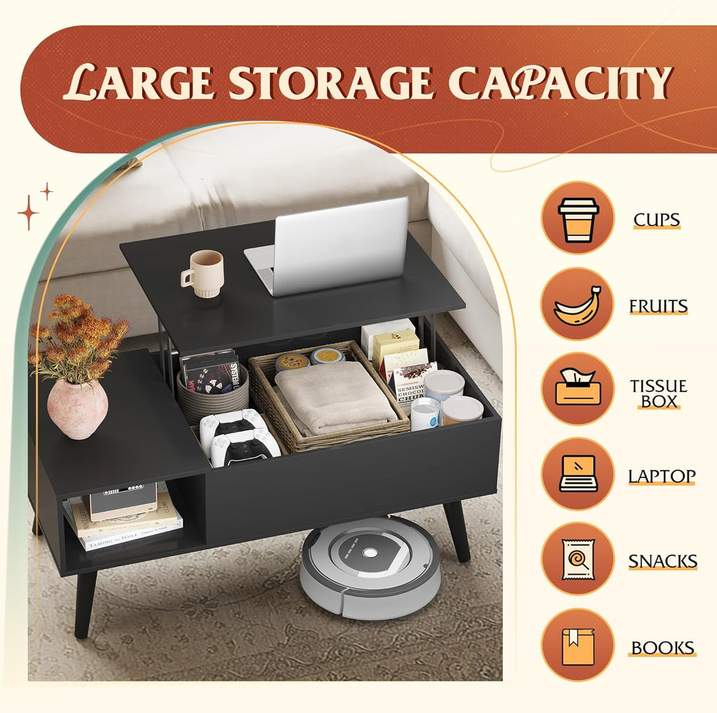 GALAXHERO Lift Top Coffee Table with Storage Small Living Room Table with Storage Shelf & Hidden Compartment