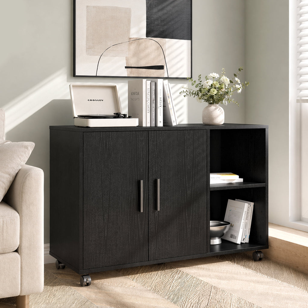 GALAXHERO 2 Drawer Filing Cabinet with Lock, Wooden Printer Stand with Storage for Home Office, Mobile Locking File Cabinet Fits Letter/A4 Hanging Files