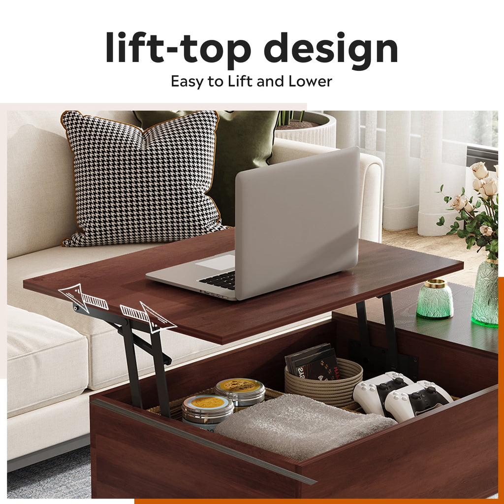 GALAXHERO Coffee Table with Removable Storage Shelves Lift Top Small Coffee Table for Living Room
