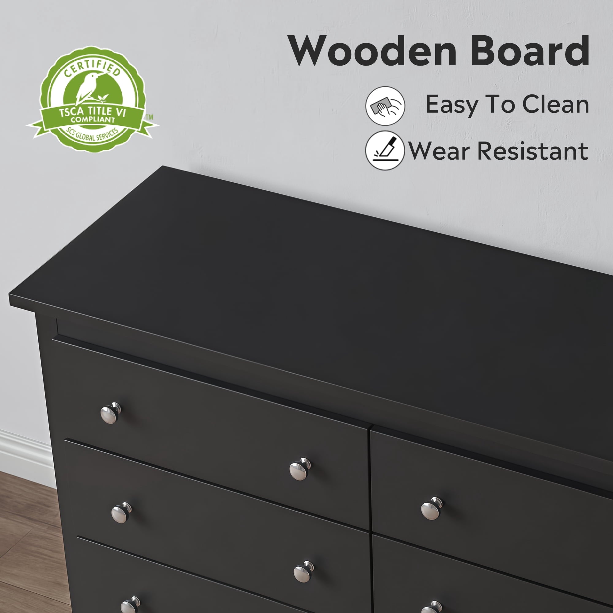 GALAXHERO Modern Wood Dresser with 6 Drawers – Wide Storage Chest for Bedroom, Living Roomloset, Hallway – Large Organizer Nightstand Unit, 59”W