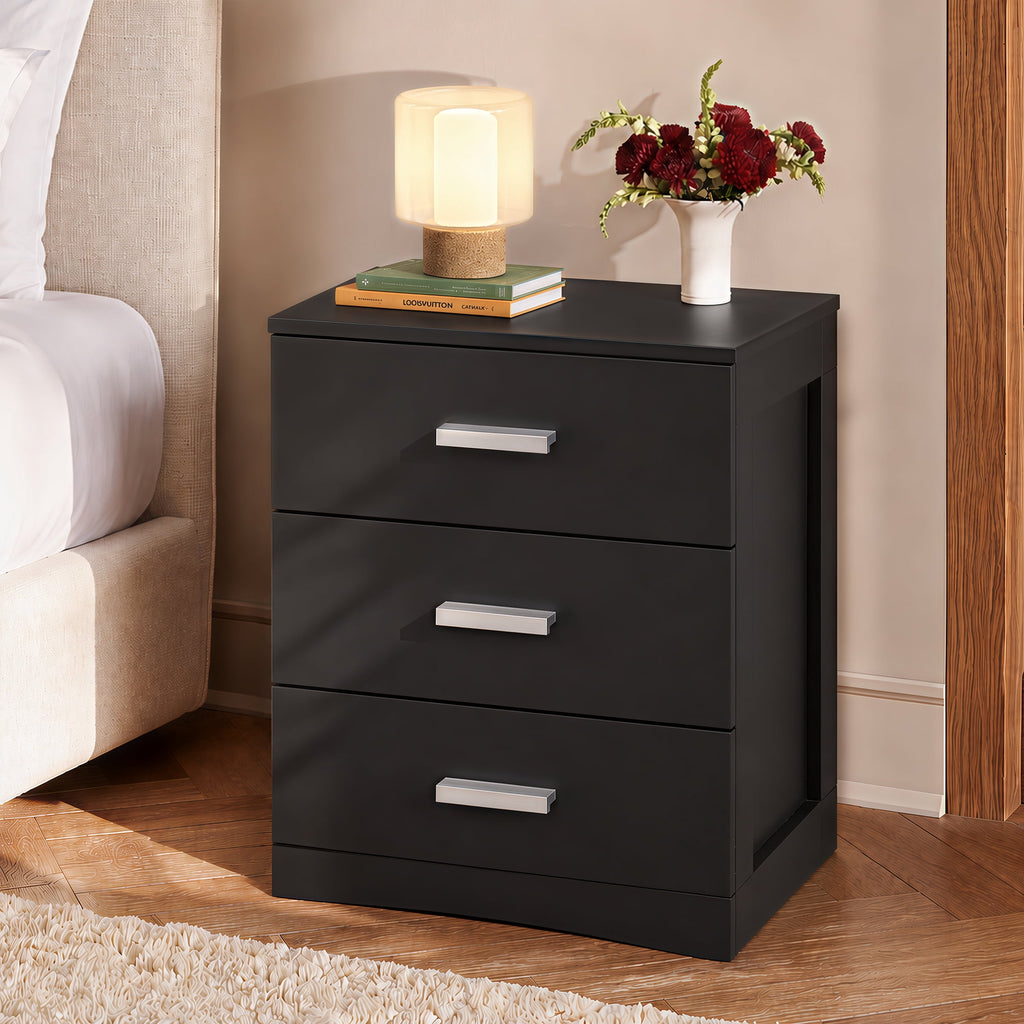 GALAXHERO 3 Drawer Night Stands for Bedroom, Tall Nightstand with Storage Cabinets, Wooden Bedside Table for Living Room Dorm