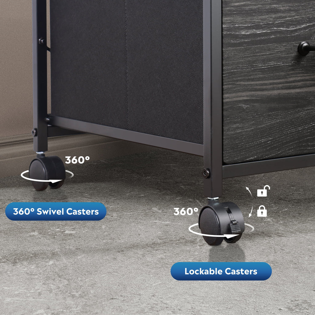 GALAXHERO 3 Drawers Mobile File Cabinet, Desk Table Cabinet Fits A4/Letter Size, Home Office Furniture,  Wood Grain