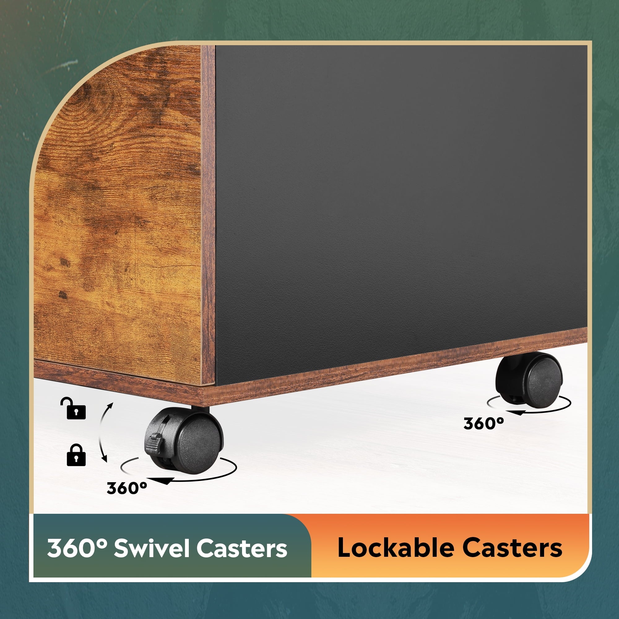 GALAXHERO 3-Drawer Wood Mobile File Cabinet, Lateral Filing Cabinet with Printer Stand and Open Storage Shelves for Home Office, Rustic Brown