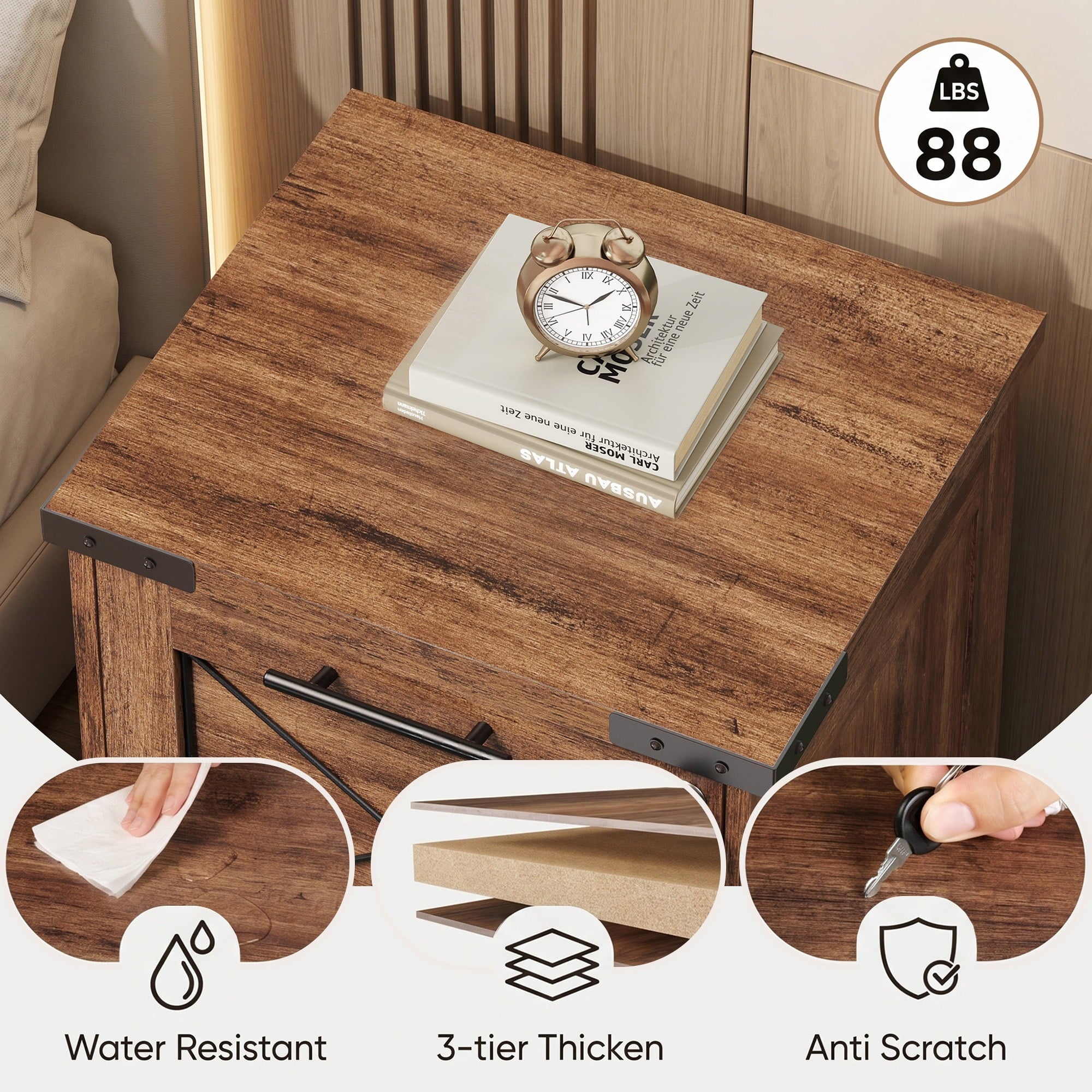 GALAXHERO 2 Drawer File Cabinet with Lock, Under Desk Filing Cabinets, Mobile Printer Stand for Home Office, Wood Storage Organizer Fit Letter/A4 Size