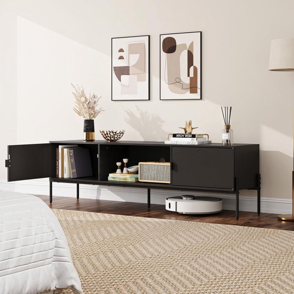 GALAXHERO TV Stand Modern Entertainment Center with Storage Cabinets and Metal Legs for Bedroom and Living Room, TV Console, 65 Inch