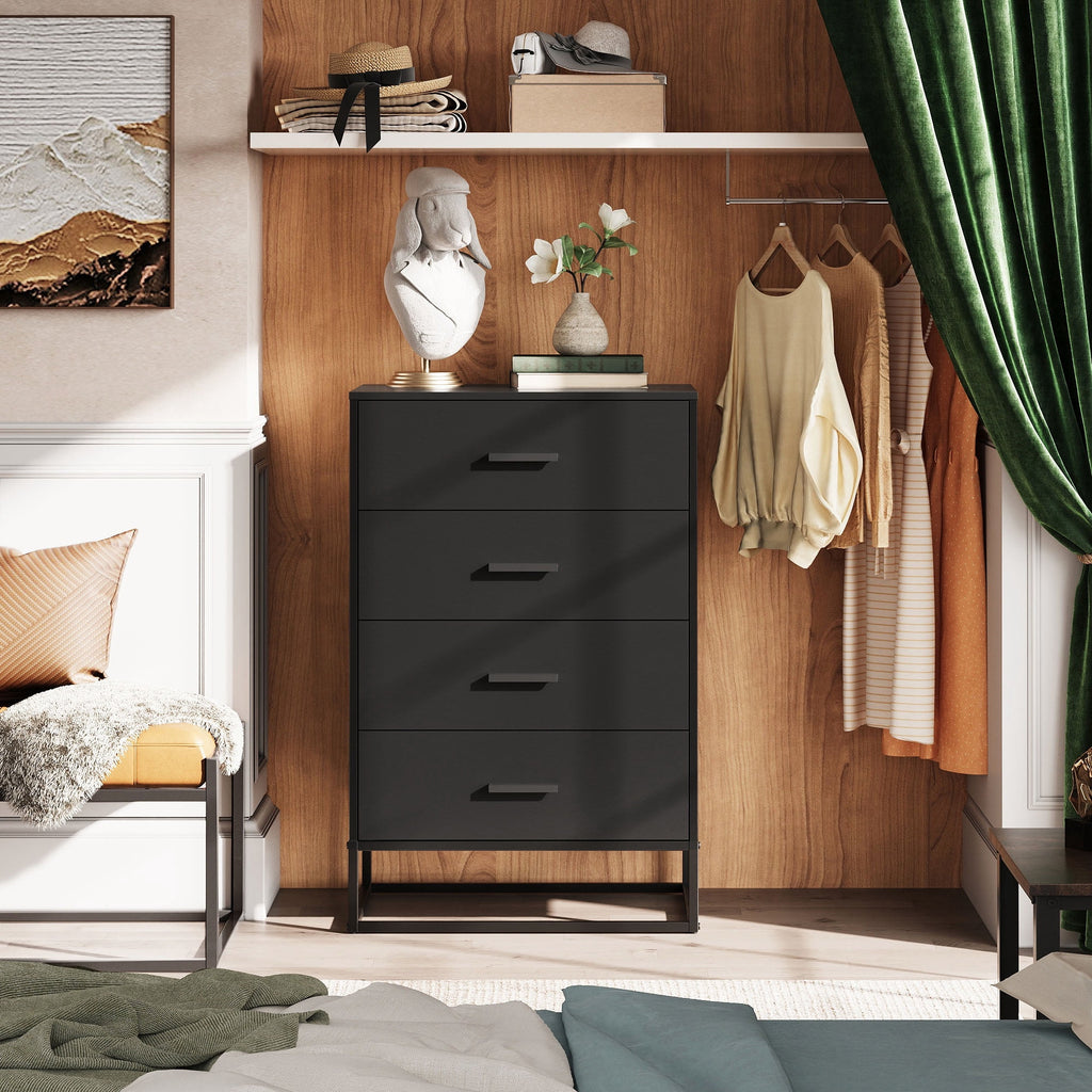 GALAXHERO 4 Drawer Dressers for Bedroom, Wooden Chest of Drawers for Closet, Living Room, Hallway