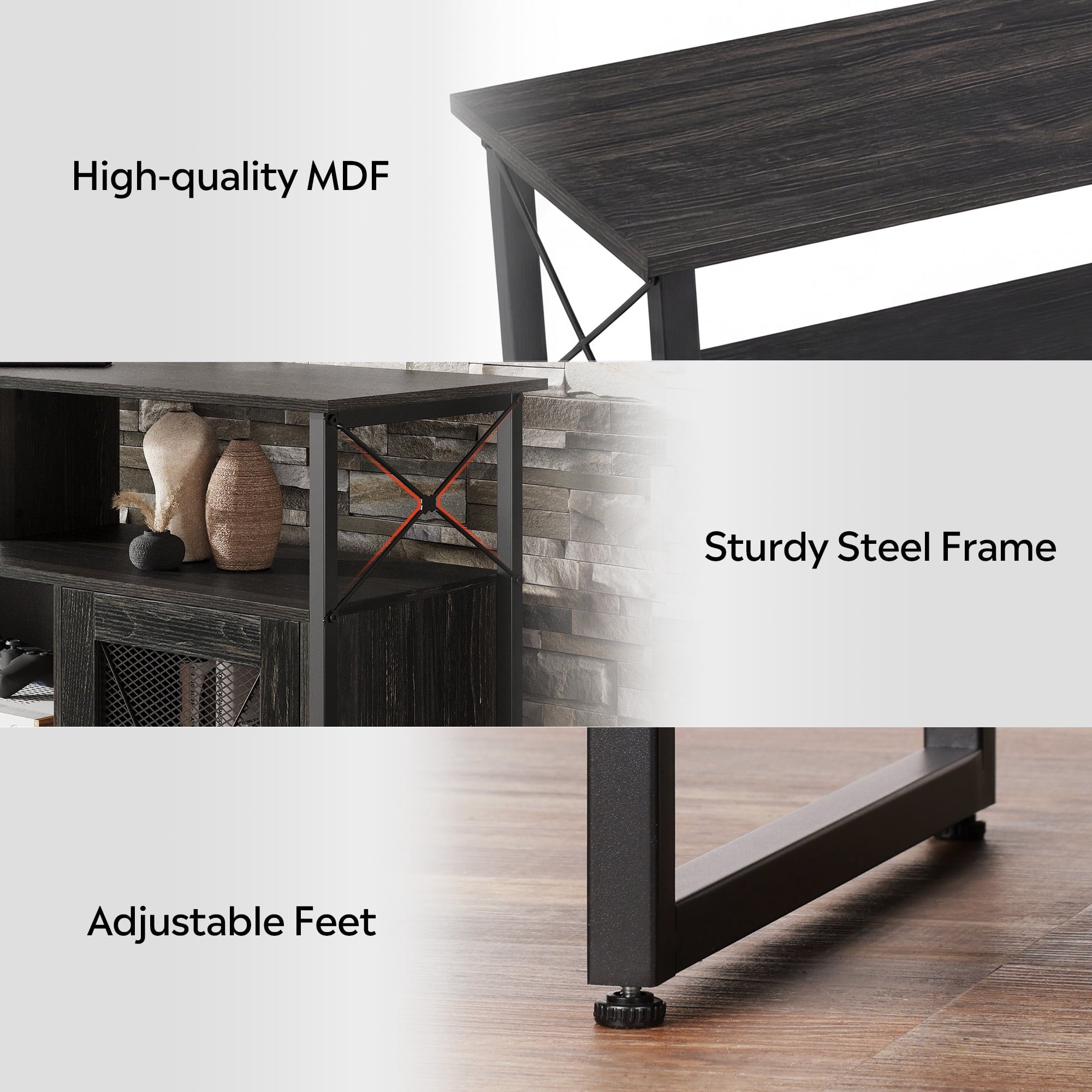 GALAXHERO Tall TV Stand for TVs up to 55", Farmhouse Industrial Entertainment Center with Storage, Media Console for Living Room Bedroom