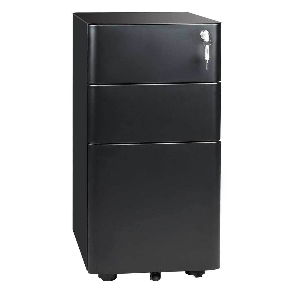 GALAXHERO 3 Drawer Metal File Cabinet with Lock, Vertical Rolling Filing Cabinet for Home Office, Fits A4/Letter/Legal