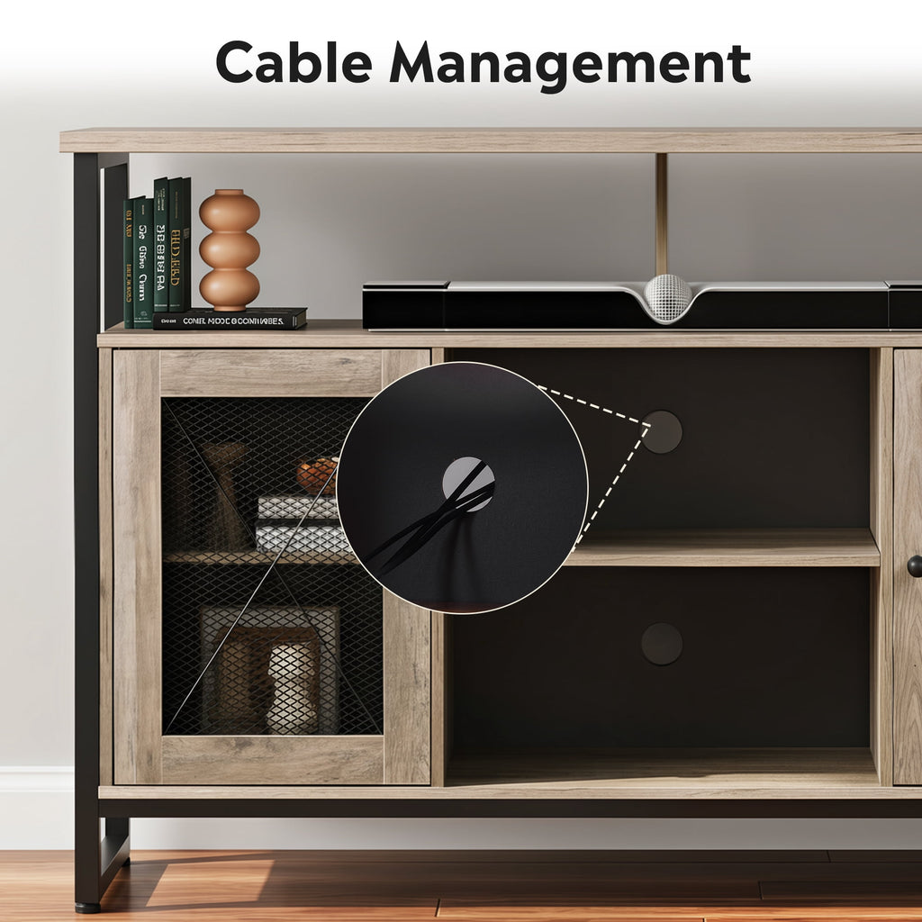 GALAXHERO Tall TV Stand for TVs up to 55", Farmhouse Industrial Entertainment Center with Storage, Media Console for Living Room Bedroom