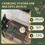 GALAXHERO End Table with Charging Station, Side Table with USB Ports and Outlets, Narrow Side Table for Small Spaces, Living Room, Couch, Nightstand with Storage, Brown