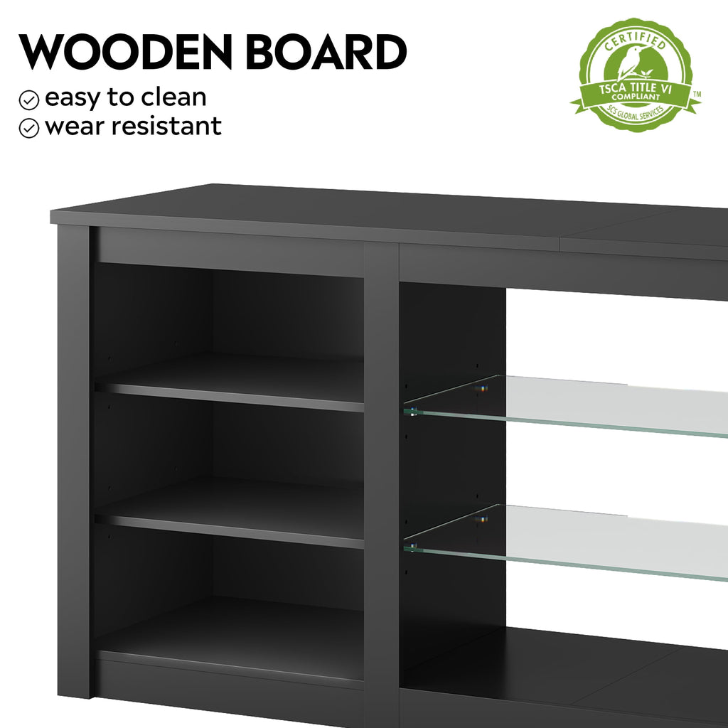 GALAXHERO Modern TV Stand for 65 Inch TV Entertainment Center with Adjustable Open Shelves & LED Lights Sturdy Media Console for Living Room, Bedroom, Gaming