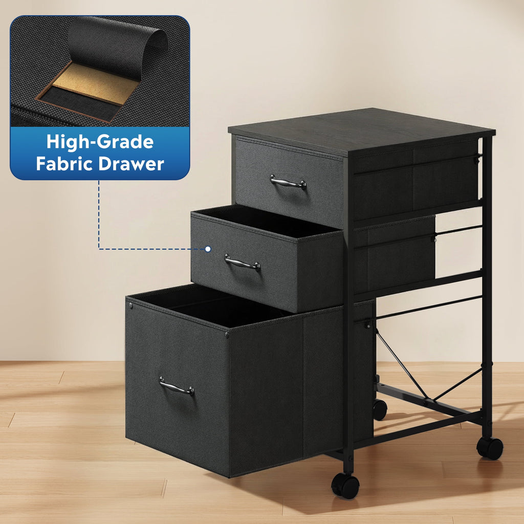 GALAXHERO 3 Drawers Mobile File Cabinet, Desk Table Cabinet Fits A4/Letter Size, Home Office Furniture,  Wood Grain