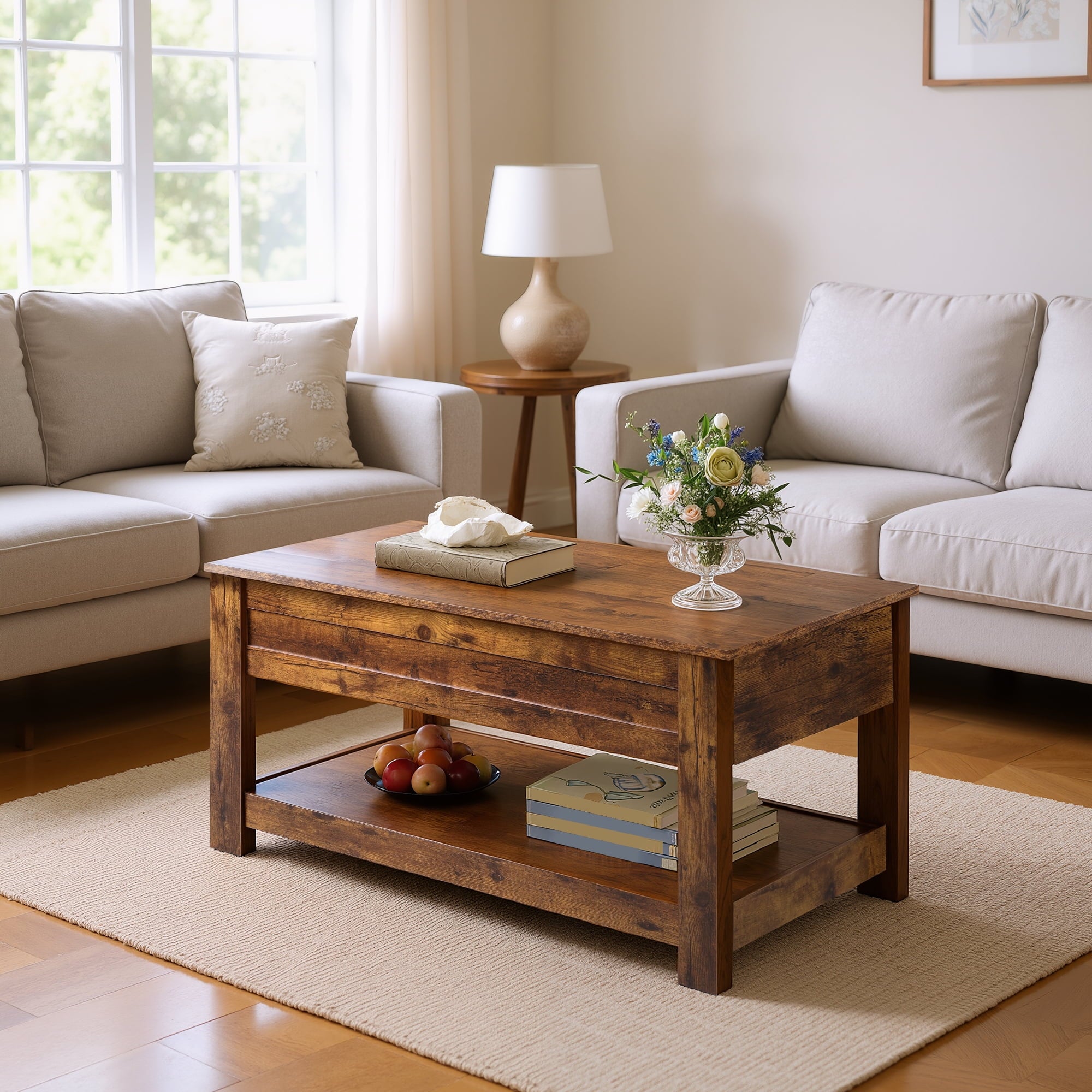 GALAXHERO 39" Lift Top Coffee Table with Hidden Storage and Storage Shelf Lift Up Coffee Table for Living Room