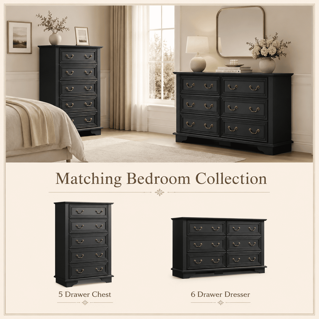 GALAXHERO Farmhouse Wood Dresser for Bedroom, Dresser with 6 Drawers, Chest of Drawers with Roman Metal Handle, TV Stand for 60 inch TV for Living Room, Hallway