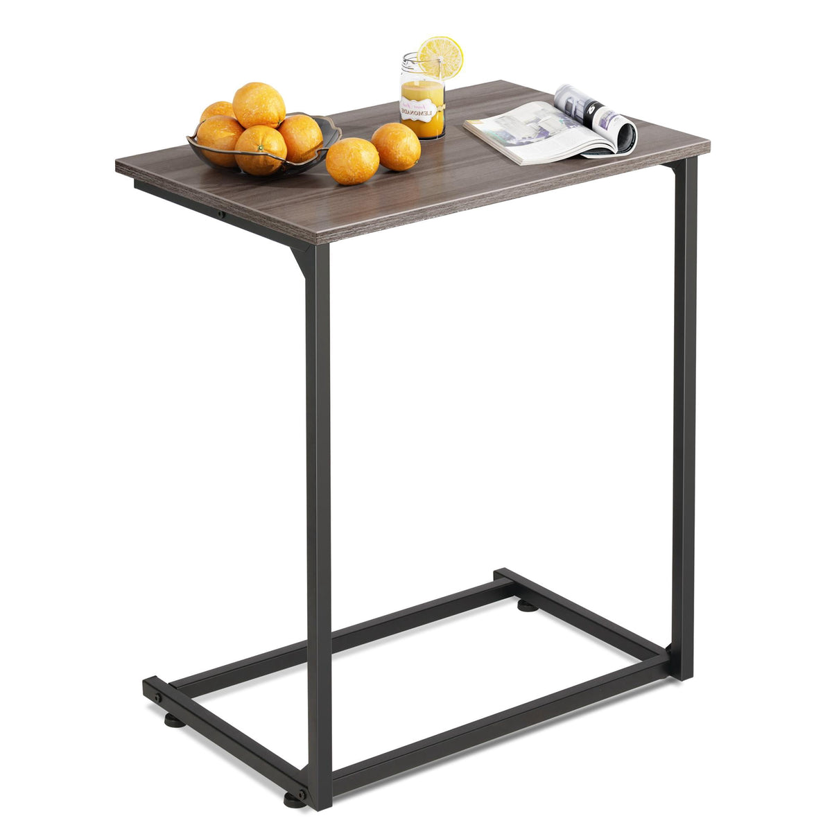 GALAXHERO C Shaped End Table, Small Couch Side Table for Coffee & Snack, Sofa Table That Slide Under for Living Room, Bedroom, 14.6 x 22.8 x 26.2 Inches