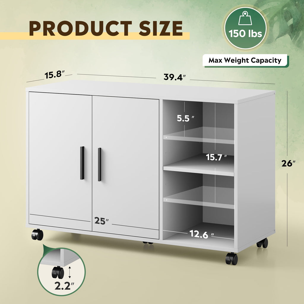 GALAXHERO Wood Storage Cabinets with Doors and Shelves, Lateral File Cabinet & Printer Stand with Storage for Home Office