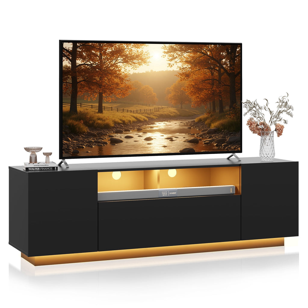 GALAXHERO TV Stand for 65 inch Entertainment Center with LED Lights & Large Storage Cabinet Modern TV Console Stands Table for Living Room Bedroom