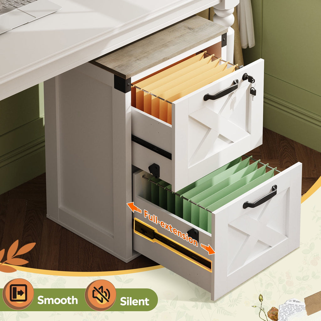 GALAXHERO 2 Drawer File Cabinets with Lock, Wood Filing Cabinet for Home Office, Farmhouse Office Organizer