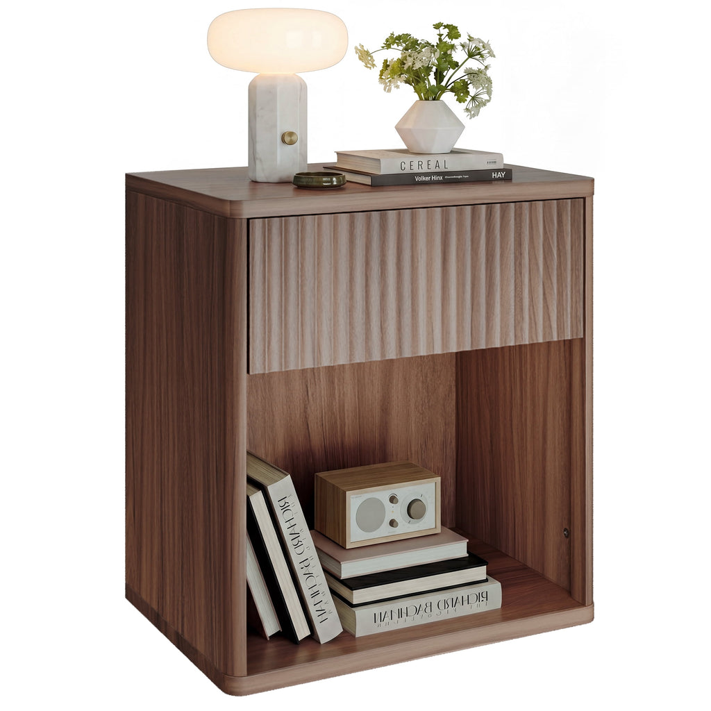 GALAXHERO Nightstands Set of 2, Farmhouse Night Stand with Drawer and Storage Shelf, Wood Bed Side End Table for Bedroom Living Room