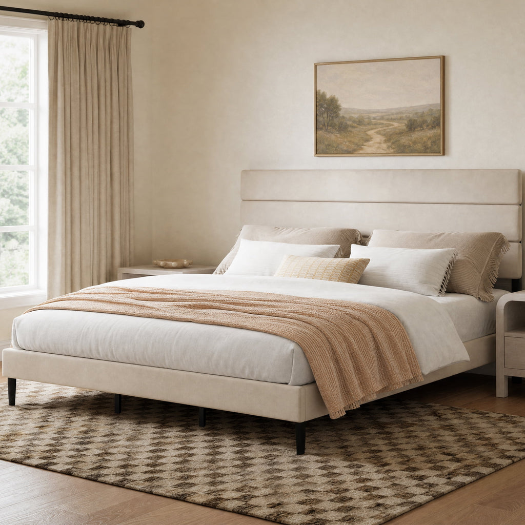 GALAXHERO Upholstered Bed Frame, King Size Bed Frame with Headboard, Platform Bed with Wood Slats, 1500LBS Mattress Foundation, No Box Spring Needed, Easy Assembly, Velvet