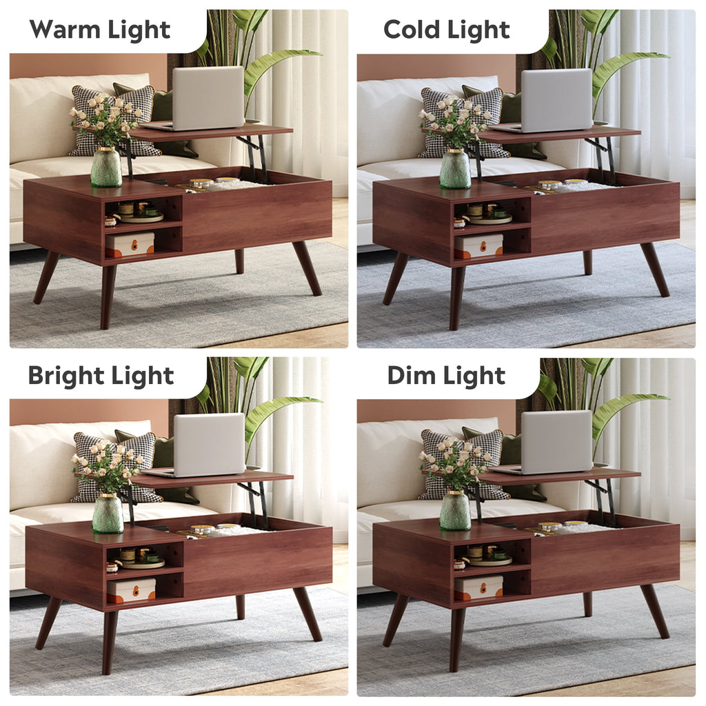 GALAXHERO Coffee Table with Removable Storage Shelves Lift Top Small Coffee Table for Living Room