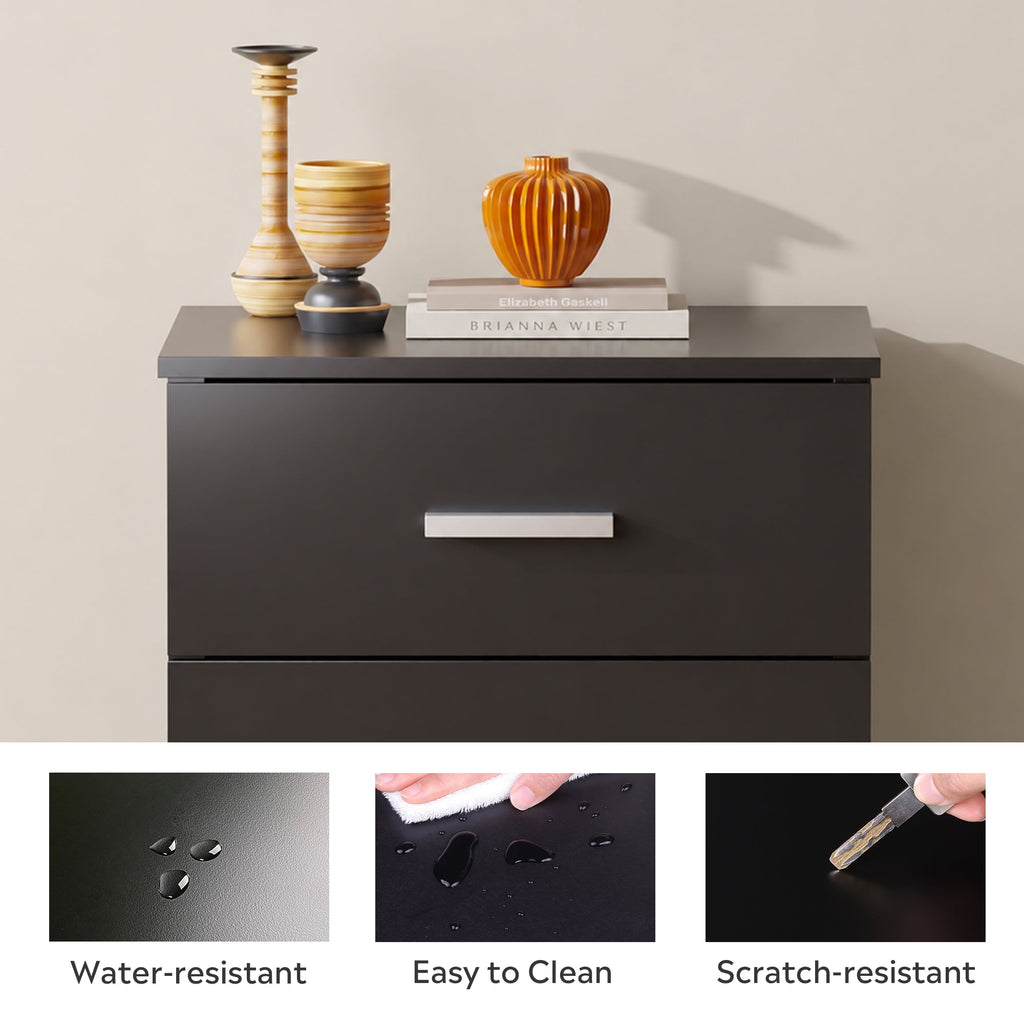 GALAXHERO 3 Drawer Night Stands for Bedroom, Tall Nightstand with Storage Cabinets, Wooden Bedside Table for Living Room Dorm