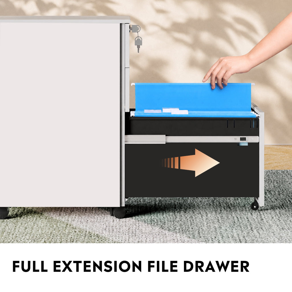 GALAXHERO 3 Drawer File Cabinet, Fully Assembled Except Casters, Metal Under Desk Cabinet with Lock, Rolling Filing Cabinet for Home Office, Legal/Letter Size