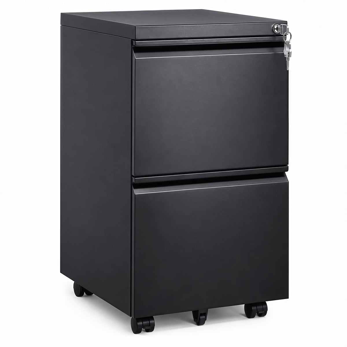 GALAXHERO 2 Drawer Metal File Cabinet with Lock, Fully Assembled Except Casters, Rolling Filing Cabinet for Home Office, Legal/Letter Size