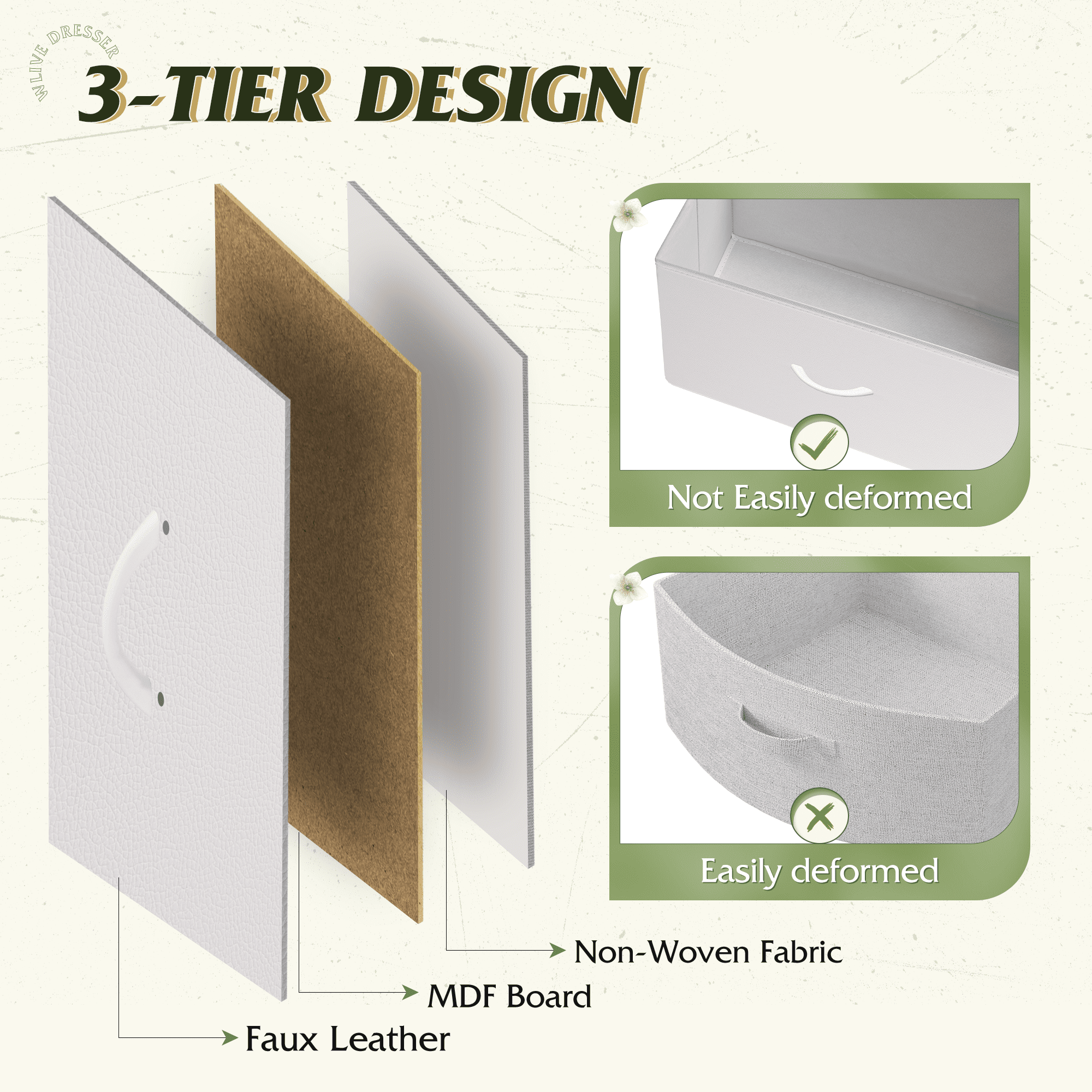 GALAXHERO 8 Drawer Fabric Dresser for Bedroom, Storage Bins Chest of Drawer for Closet, Living Room, Hallway